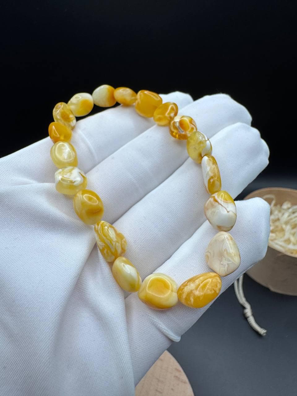 Natural Baltic Amber Bracelet: Honey Cream Beads, Boho Healing Jewelry - image 5