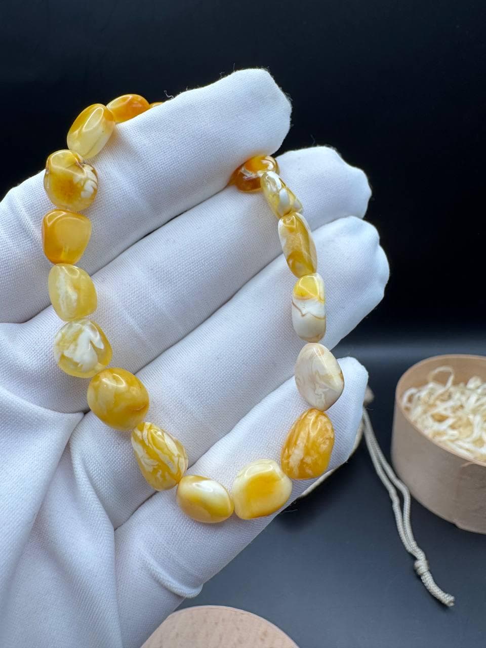 Natural Baltic Amber Bracelet: Honey Cream Beads, Boho Healing Jewelry - image 3