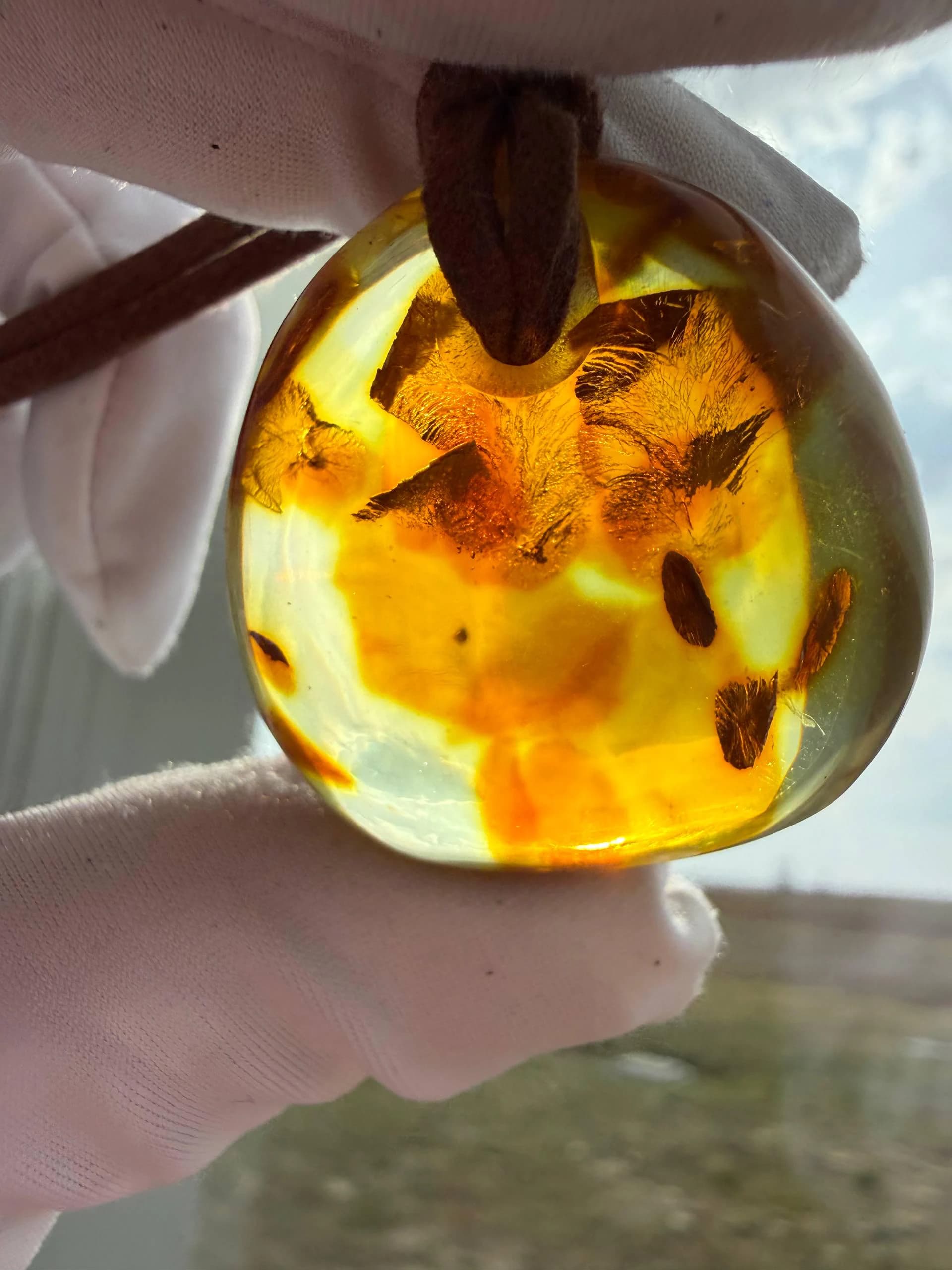 Large Natural Baltic Amber Pendant Necklace, Statement Amber Jewelry, Genuine Amber Stone, Handmade Organic Necklace, Unique Gift for Her