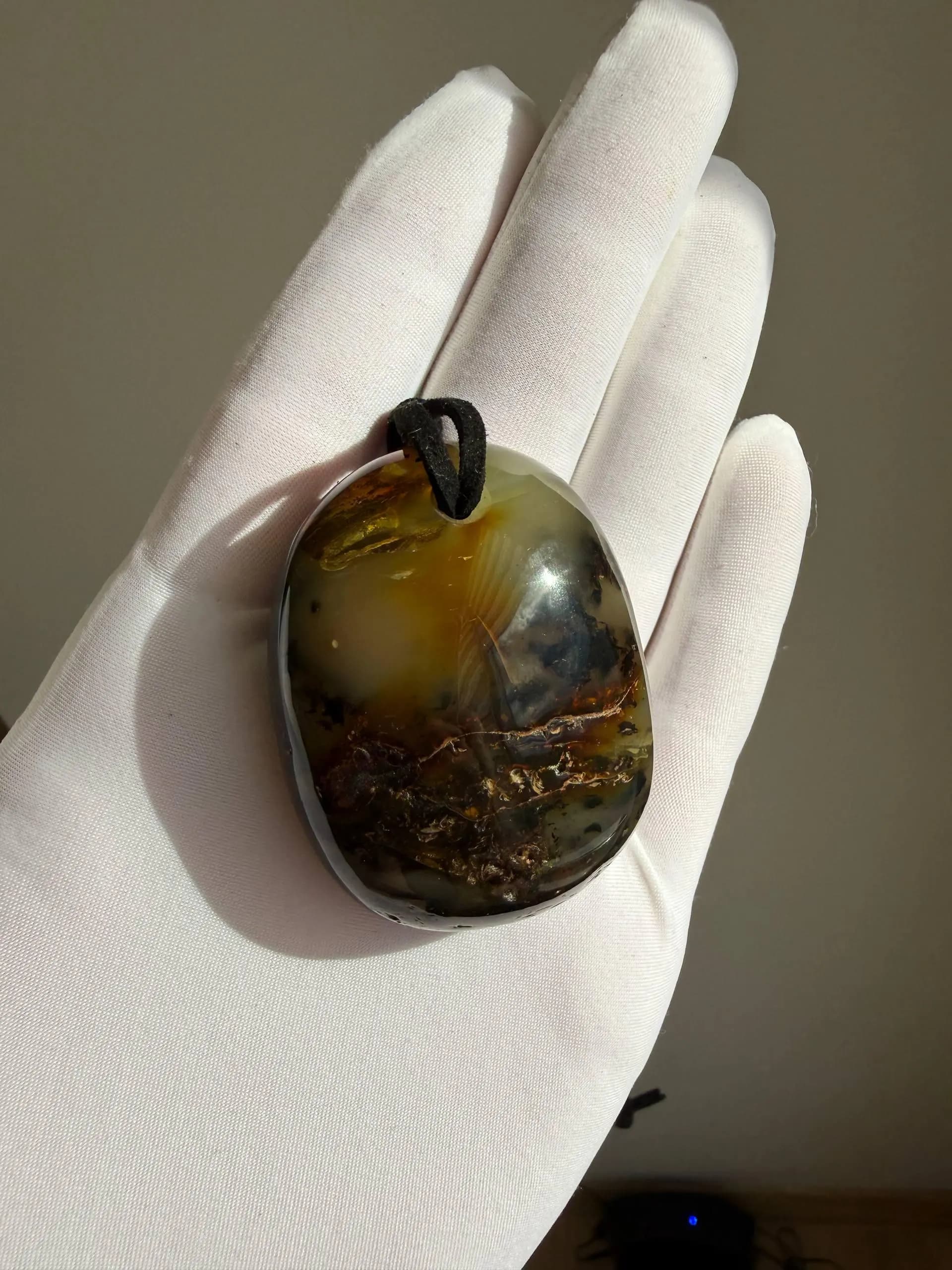 Natural Baltic Amber Pendant, Genuine Amber Necklace, Large Amber Stone Pendant, Handmade Amber Jewelry, Statement Gift for Her