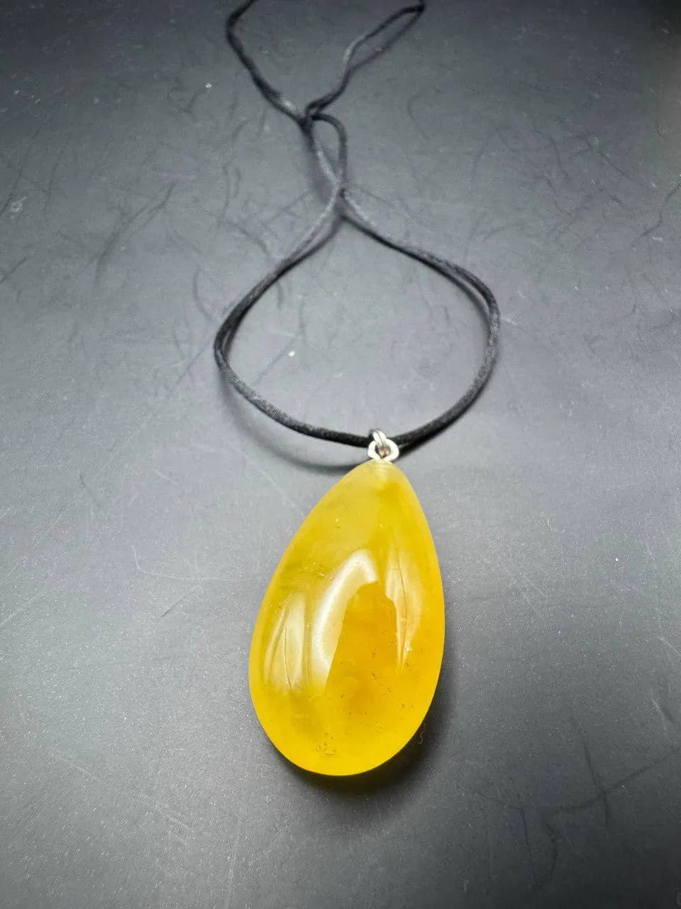 Baltic Amber Teardrop Pendant – Hand-Polished Honey Gem Necklace - image 2