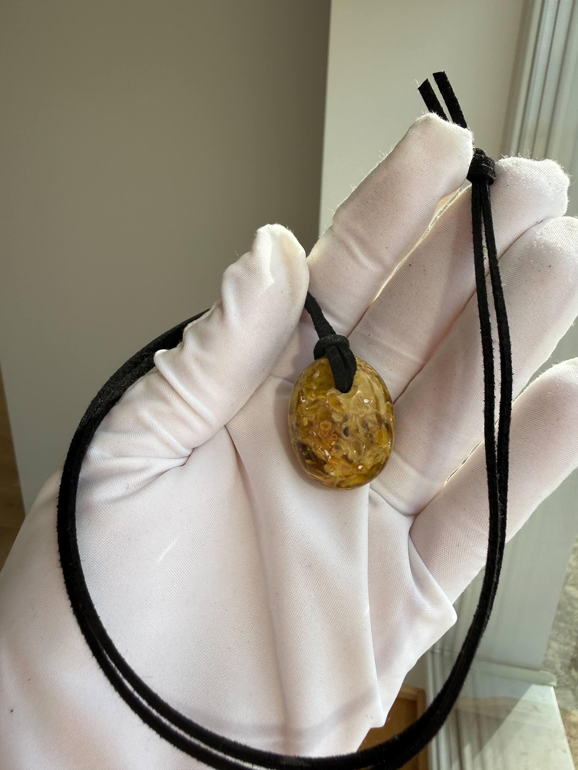 Natural Baltic Amber Pendant Necklace, Raw Amber Stone, Healing Crystal Jewelry, Handmade Amber Necklace, Gift for Her, Organic Gemstone - image 4