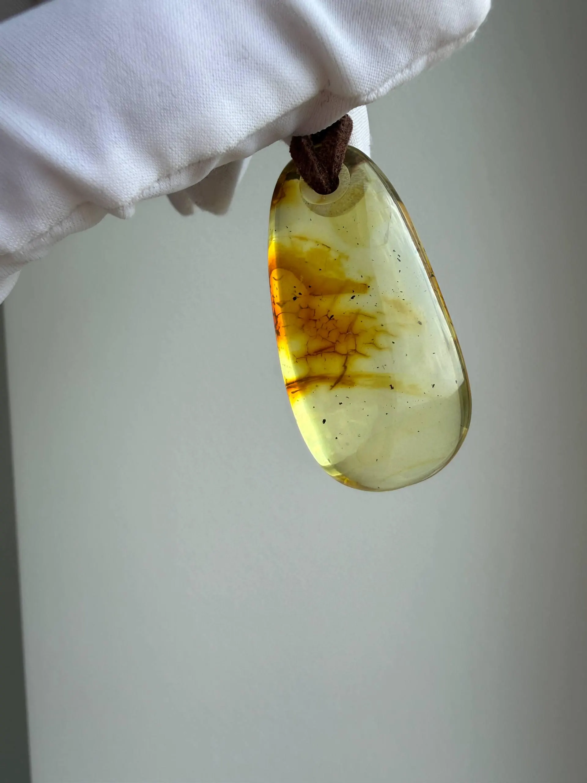 Natural Baltic Amber Pendant Necklace | Genuine Honey Amber Stone | Handmade Minimalist Jewelry | Unique Gift for Her