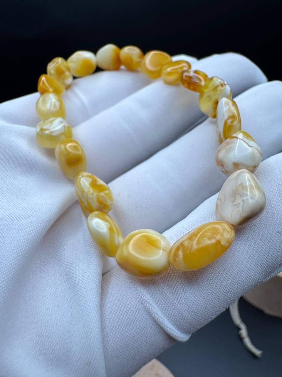 Natural Baltic Amber Bracelet: Honey Cream Beads, Boho Healing Jewelry - image 2