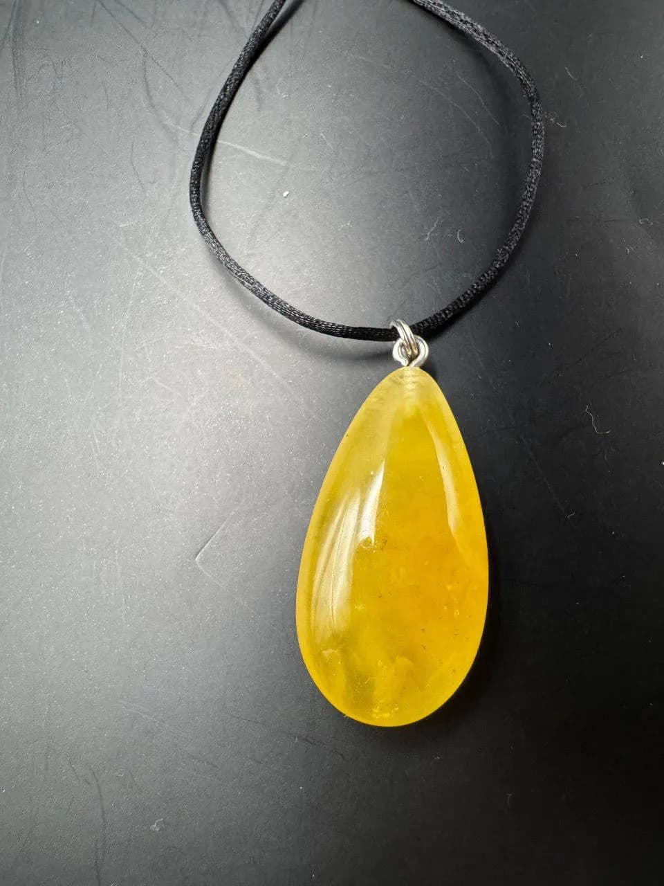 Baltic Amber Teardrop Pendant – Hand-Polished Honey Gem Necklace