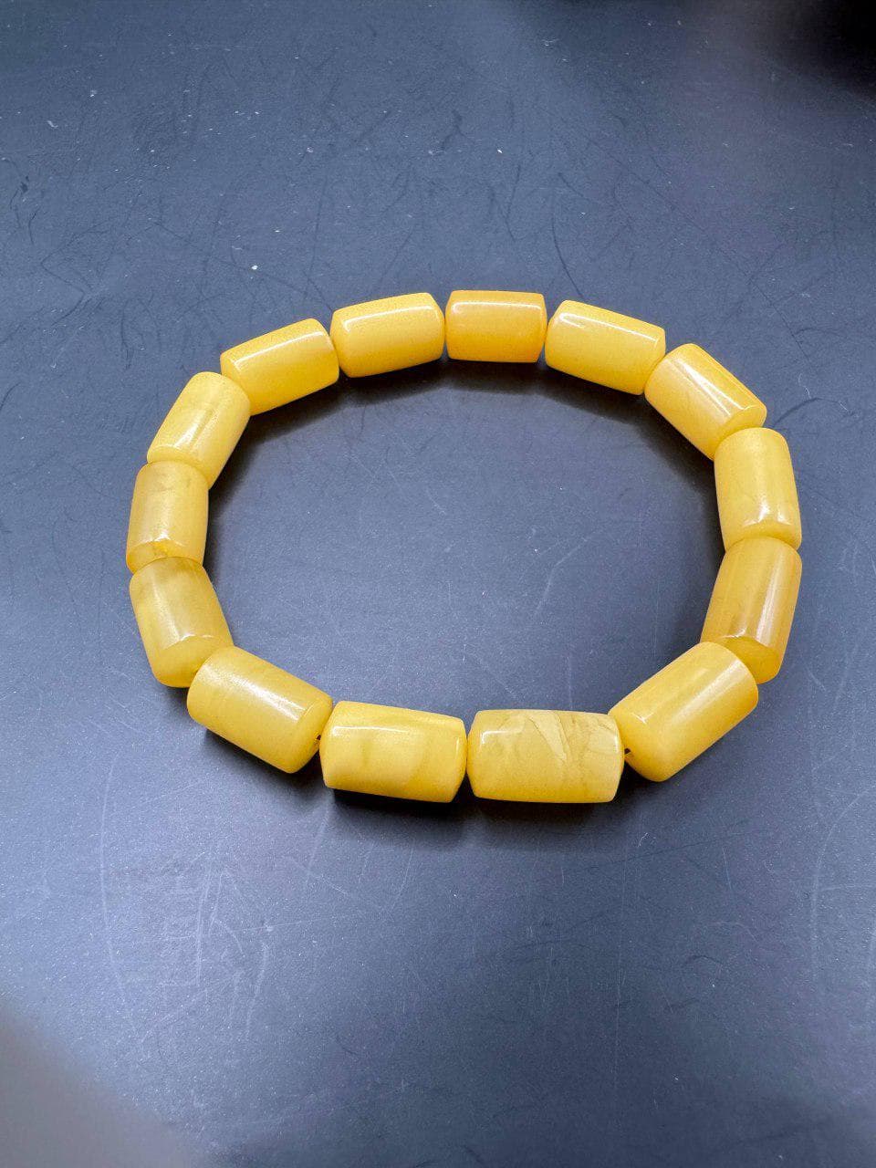 Vintage Baltic Amber Bracelet – Butterscotch Barrel Bead, Handmade