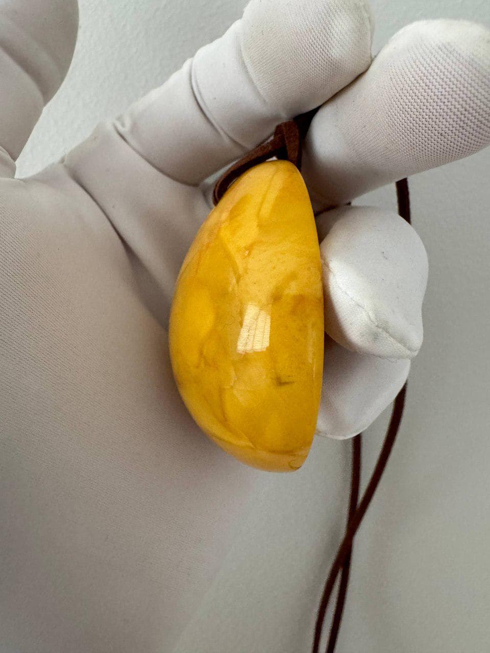 Vintage Baltic Amber Jewelry Set • Carved Bangle & Pendant - image 4