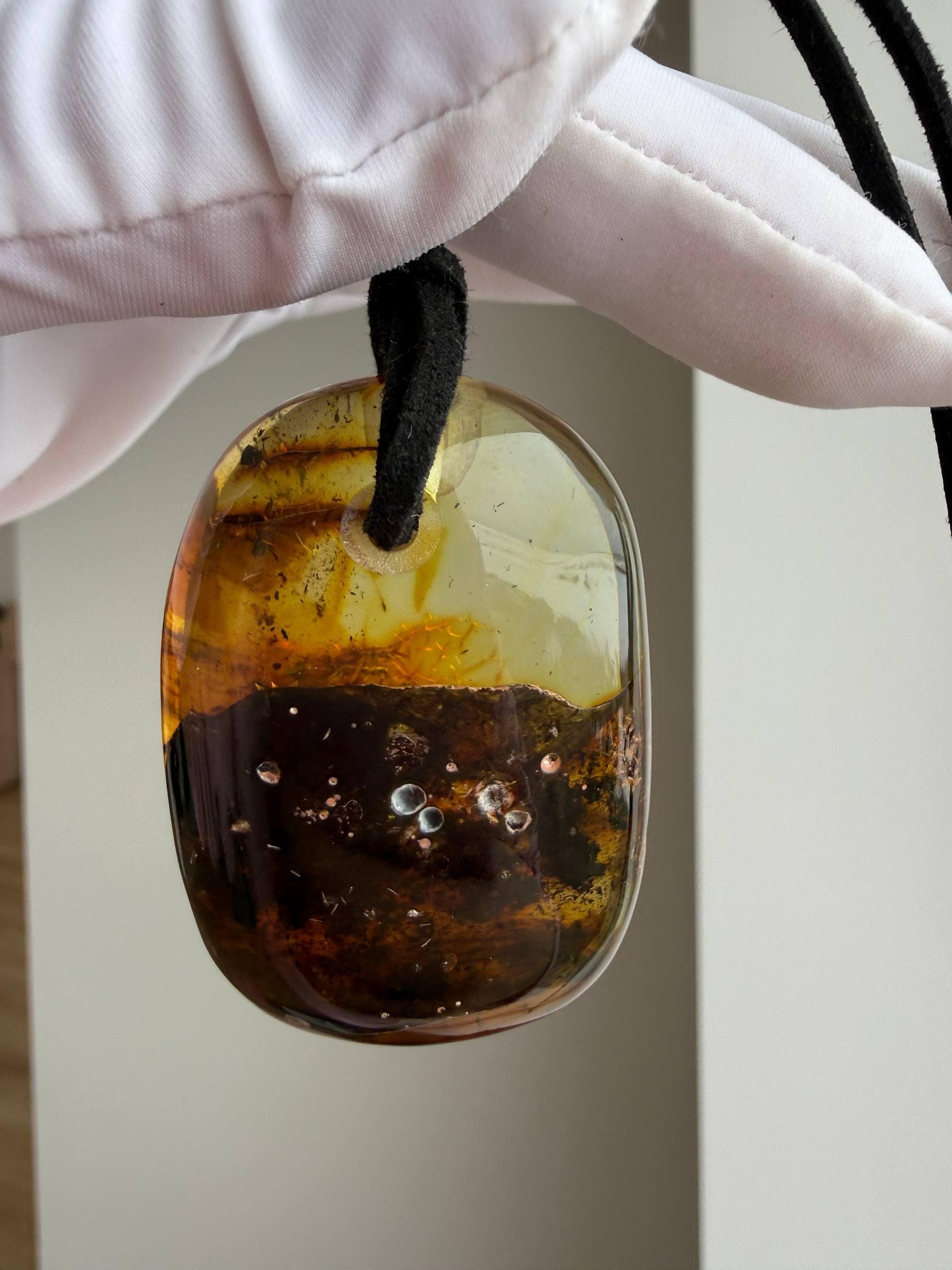 Large Baltic Amber Pendant with Insect Inclusion – Natural Fossil Gemstone Jewelry