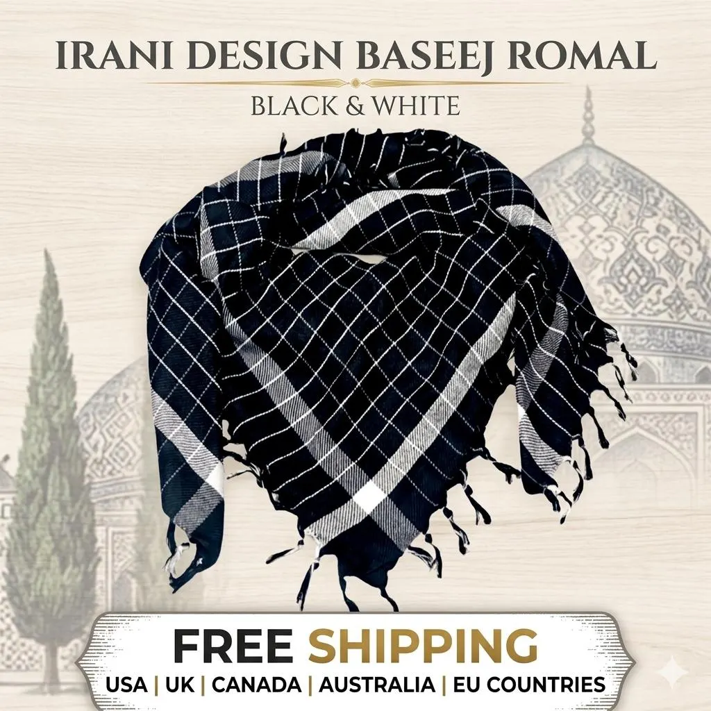 Pack of 5 Black Cotton Keffiyeh Scarf 1x1 Meter Muslim Shemagh Style Head Scarf Soft Lightweight Prayer Shawl Gift for Men Karbala Arbaeen