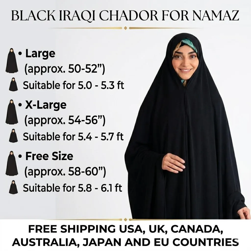 Black Chador for Namaz | Jet Black Malai Lawn Prayer Shawl Muharram Majlis Dupatta | Islamic Modest Hijab Wrap - Sajdagah Prayer