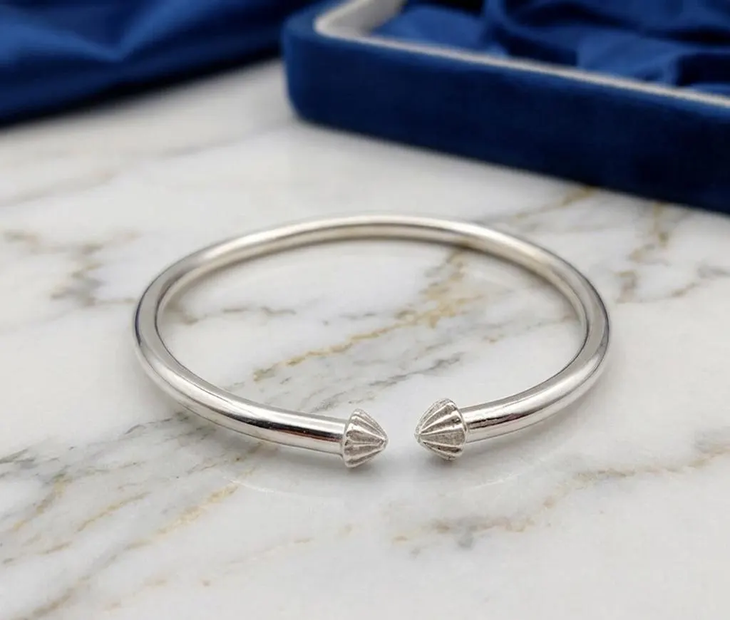 Minimalist Silver Bangle Bracelet, Adjustable Kada for Men Women, Unisex Open Cuff, Sterling Silver Jewelry, Islamic Muslim Gift for Her/Him - image 5