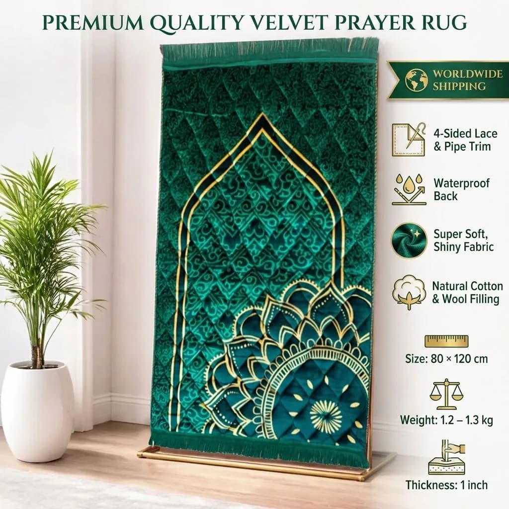 Luxury Prayer Mat for Muslims, Soft Cushioned Janamaz, Islamic Prayer Rug, Thick Padded Salah Mat, Muslim Gift, Waterproof Back Prayers
