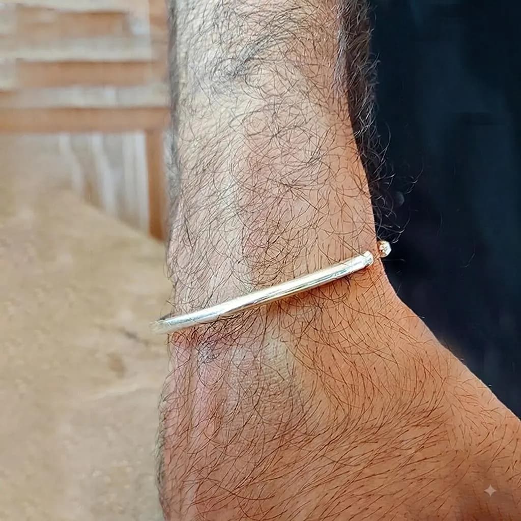 Minimalist Silver Bangle Bracelet, Adjustable Kada for Men Women, Unisex Open Cuff, Sterling Silver Jewelry, Islamic Muslim Gift for Her/Him - image 4