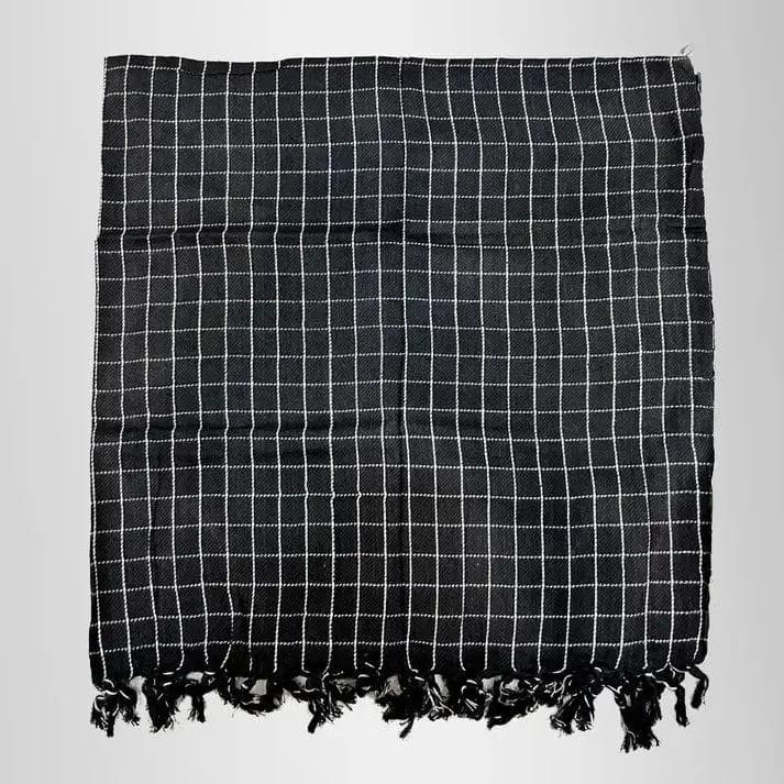 Pack of 2 Black Cotton Keffiyeh Scarf 1x1 Meter Muslim Shemagh Style Head Scarf Soft Lightweight Prayer Shawl for Men and Female Kifaya - image 3