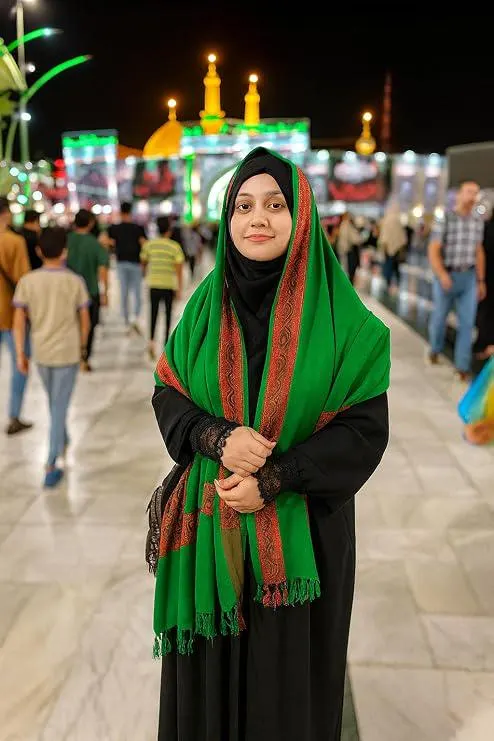 Pack of 2, Green Baghdadi Shawl from Karbala Iraq | AcroWool Iraqi Keffiyeh Scarf | Mehndi Wedding Shawl | Islamic Prayer Wrap | Unisex Gift