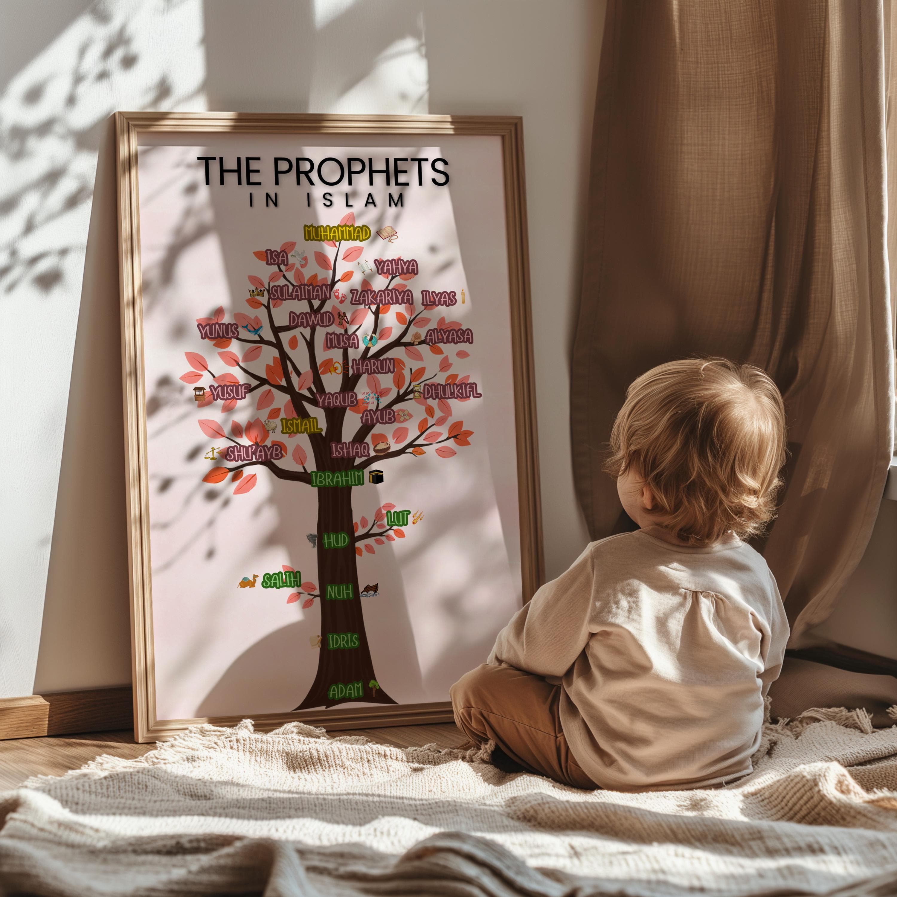 Prophets in Islam Tree Art: Islamic Kids Room Decor (Digital Print - image 3