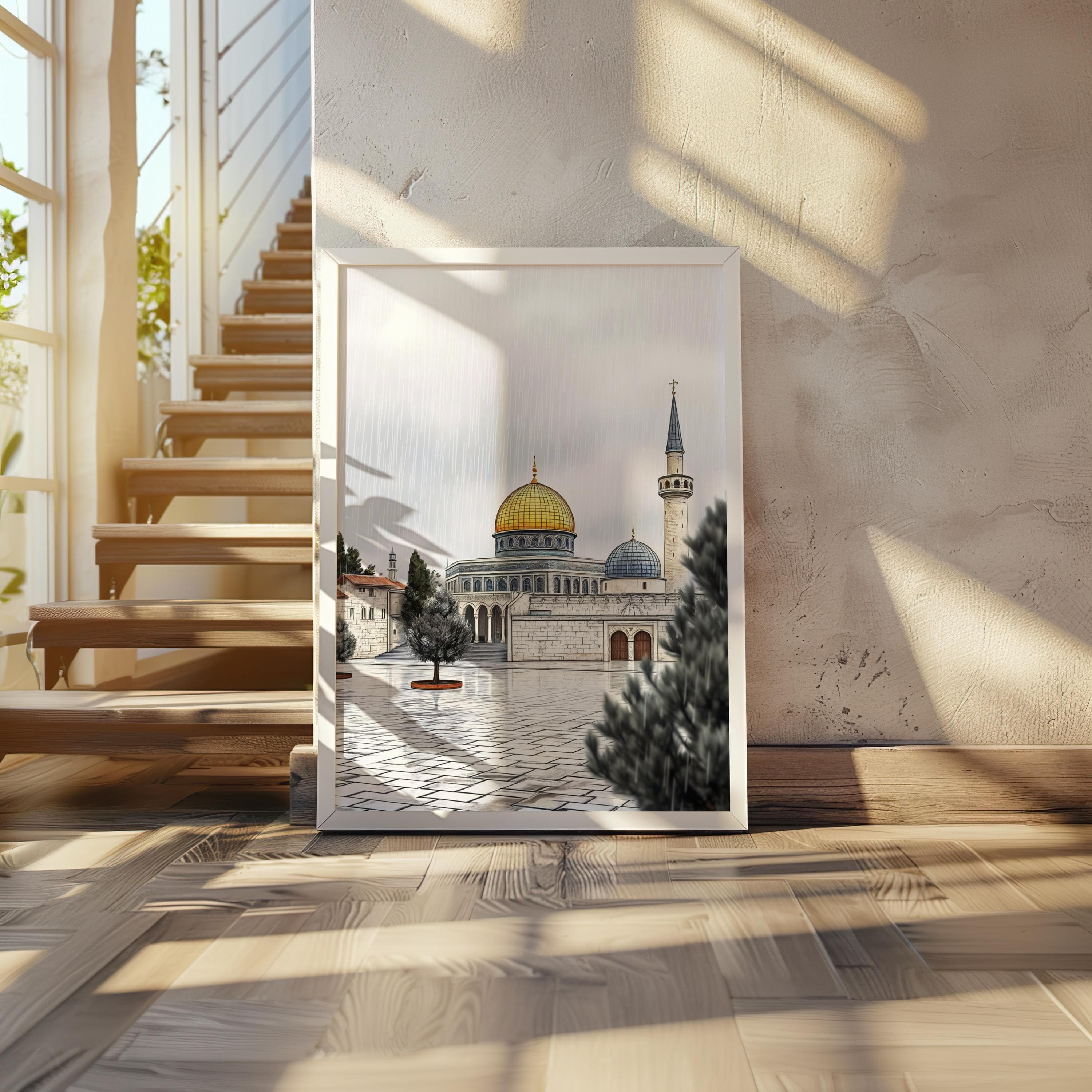 Al Aqsa Mosque Print: Golden Dome Islamic Art (Digital Download)