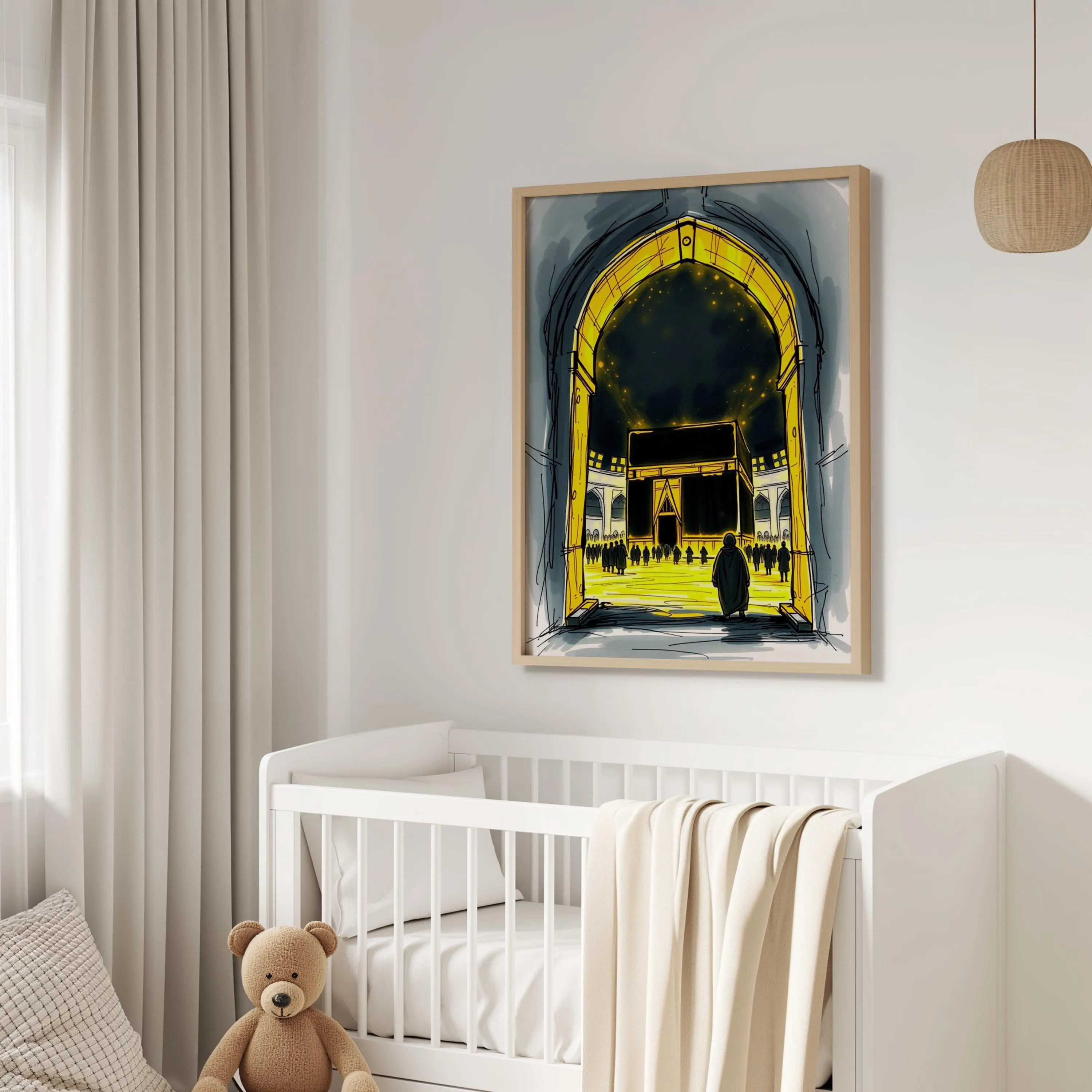 Kaaba Line Art Print: Minimalist Islamic Wall Decor (Digital Download)