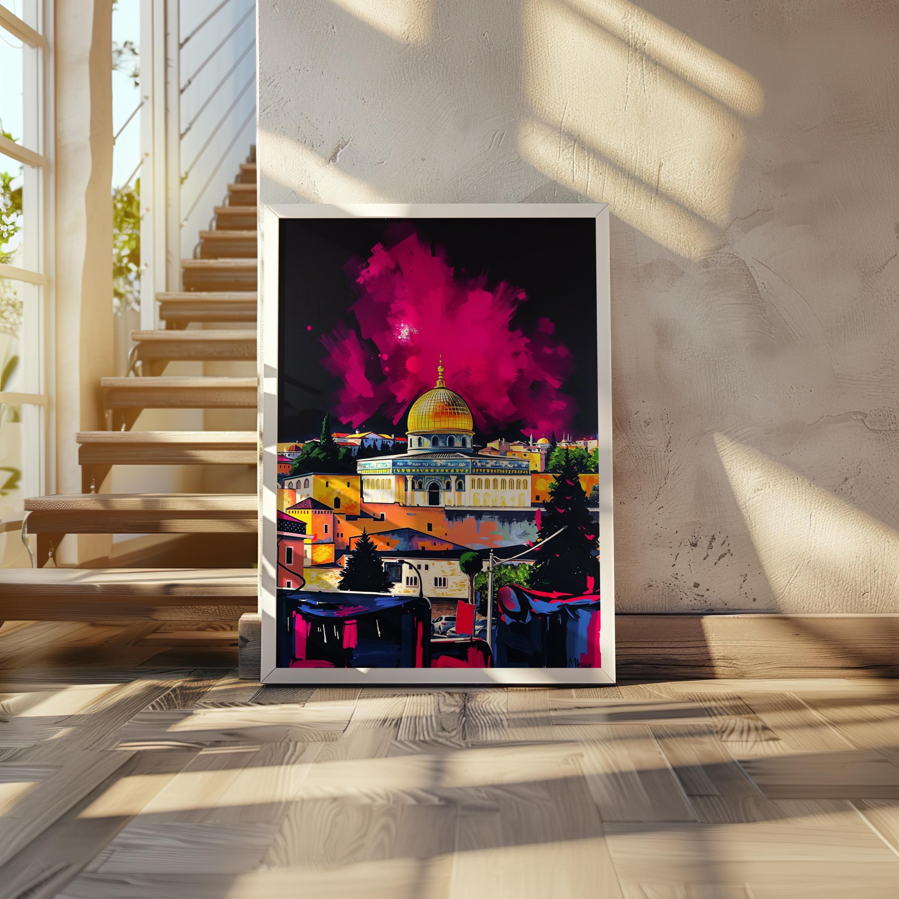 Dome of the Rock Art Print: Jerusalem Abstract Painting (Digital Download)