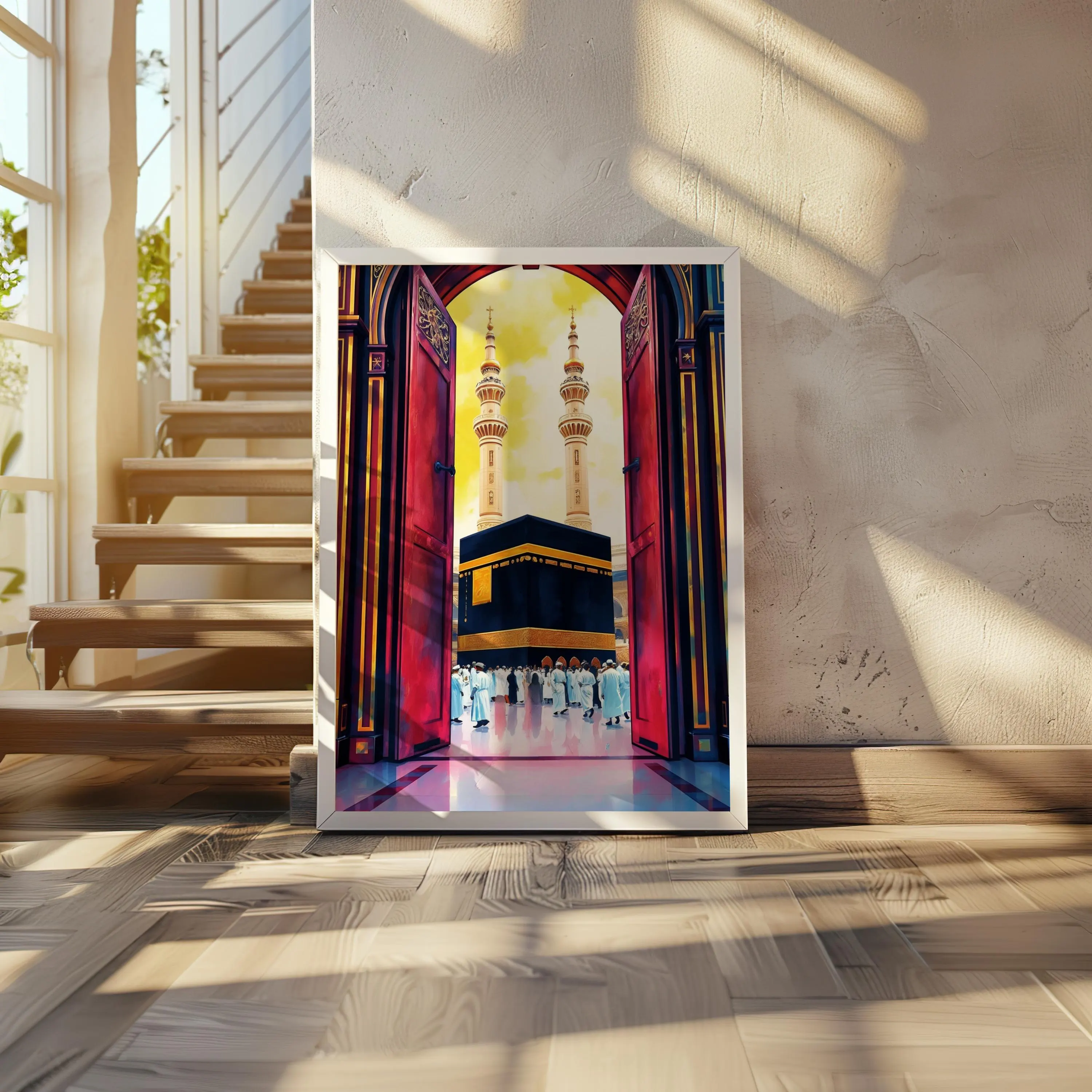 Kaaba Through Red Doors Art: Makkah Islamic Print (Digital Download)