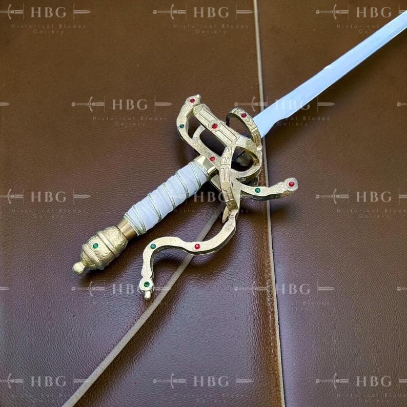 Inigo Montoya Sword Replica, Princess Bride Rapier, 36 Inch Gold Hilt Sword, Gem Accent, Toledo Style, Cosplay Display Prop - image 2