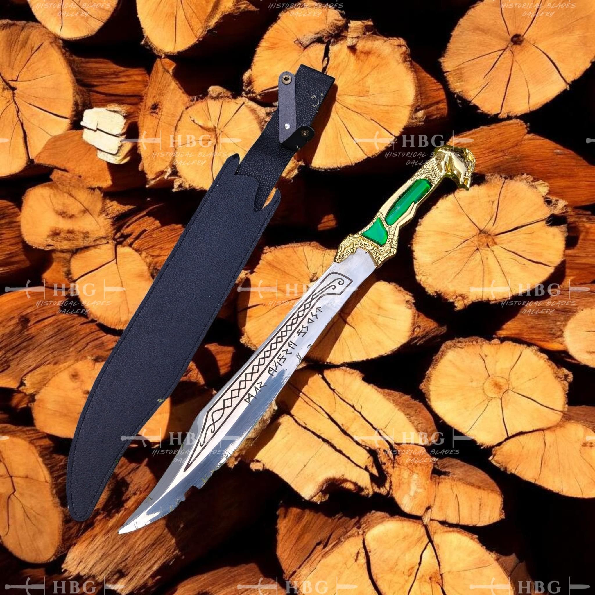 Loki Dagger Metal Replica | God of Mischief Inspired Fantasy Dagger | 22" Gold Green Cosplay Prop