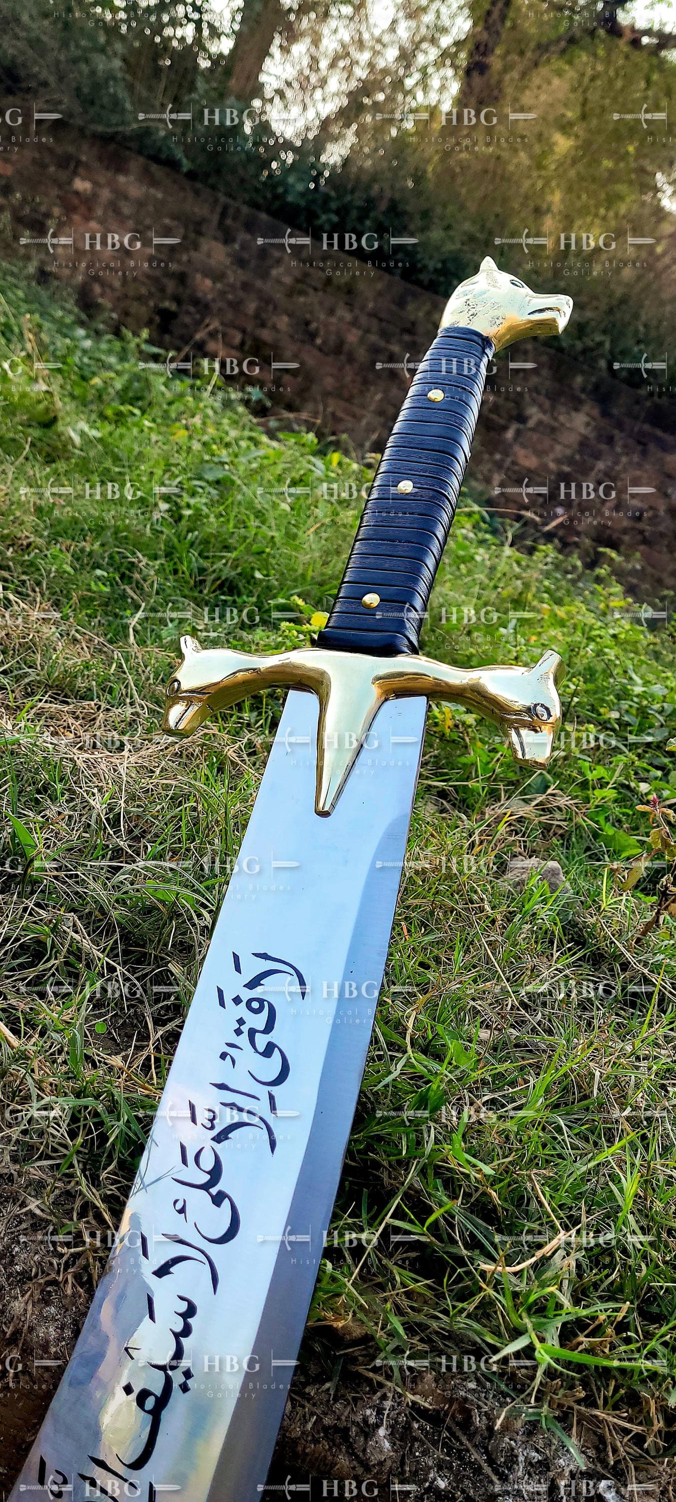 Zulfiqar Sword Decoration, Islamic Wall Art, 42 Inch Sword Display, Handmade Islamic Decor, Wolf Head Design, Muslim Gift