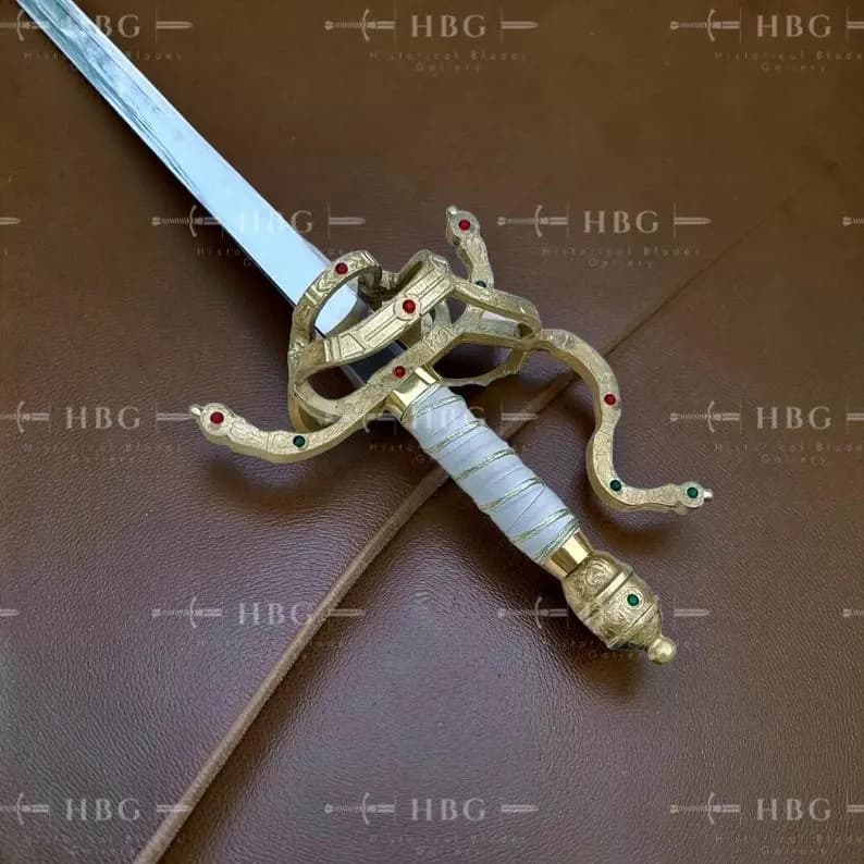 Inigo Montoya Sword Replica, Princess Bride Rapier, 36 Inch Gold Hilt Sword, Gem Accent, Toledo Style, Cosplay Display Prop - image 4