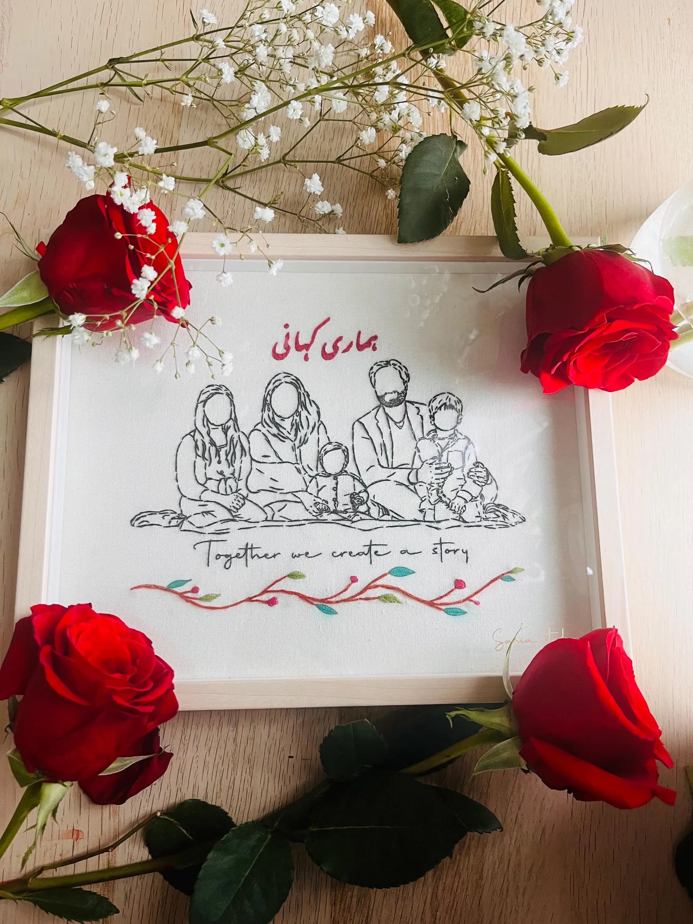 Personalized family portrait Anniversary Gift For wife For Husband Hand Embroidery Portrait of couple wedding gift personalized embroidery