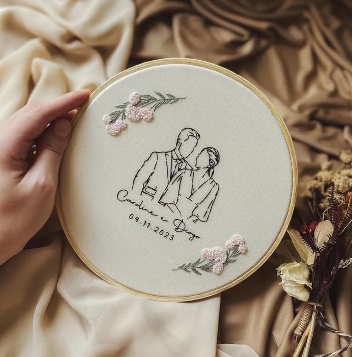 Couple Proposal Embroidery Portrait, Custom Portrait From Photo, Engagement Gift, Gift for Couples, Anniversary Gift for him/her