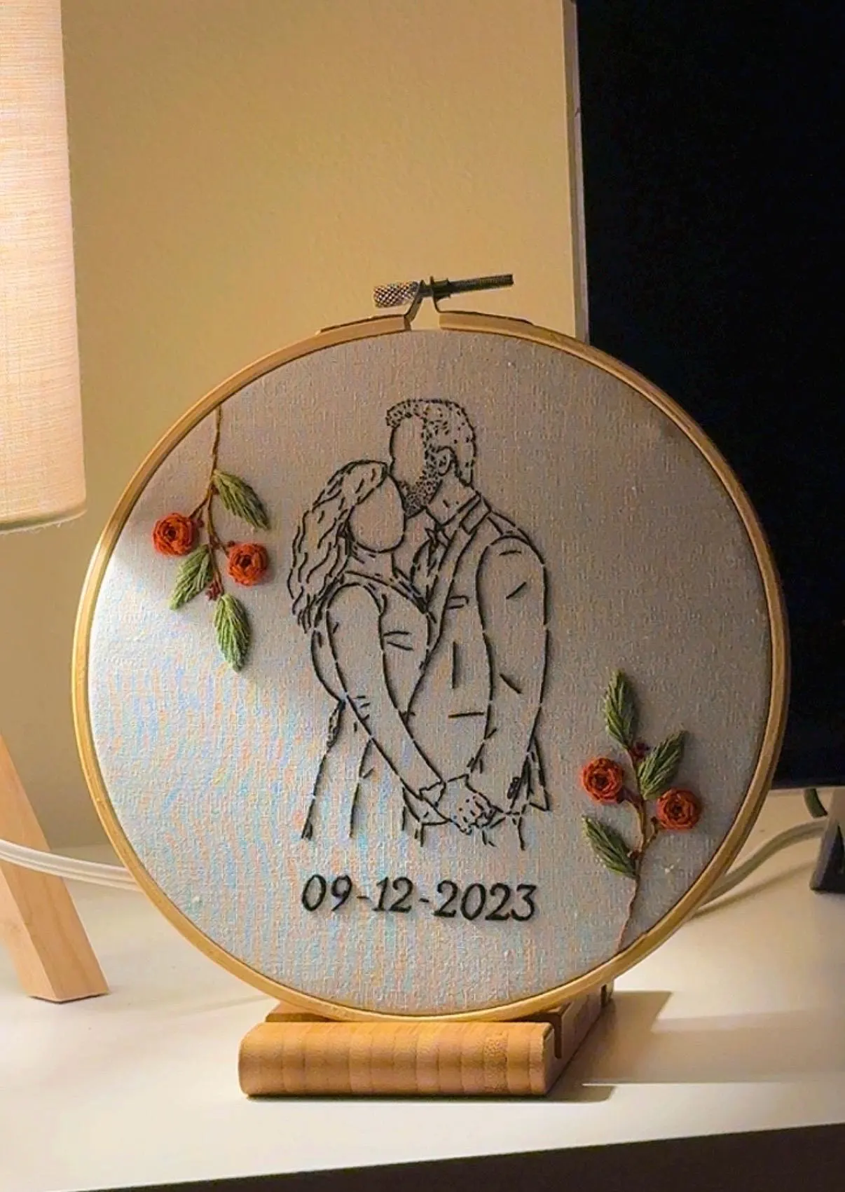 Custom Couple Embroidery Portrait From Photo| Valentine's Day Gift For Her| Personalized Anniversary Wedding  Keepsake Gift| Ladentine's Day