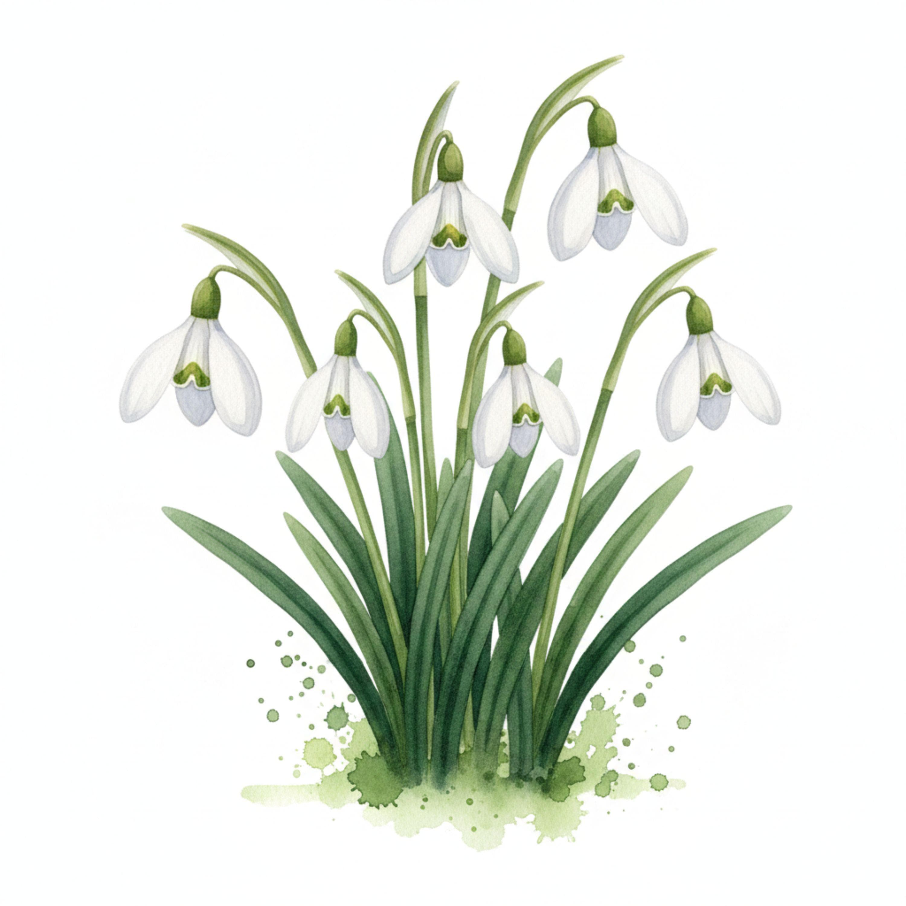 13 Watercolor Snowdrop Clipart, Spring Flower PNG, Early Bloom Floral Clipart, Seasonal Clipart, Scrapbook, Junk Journal, Digital Download - image 5