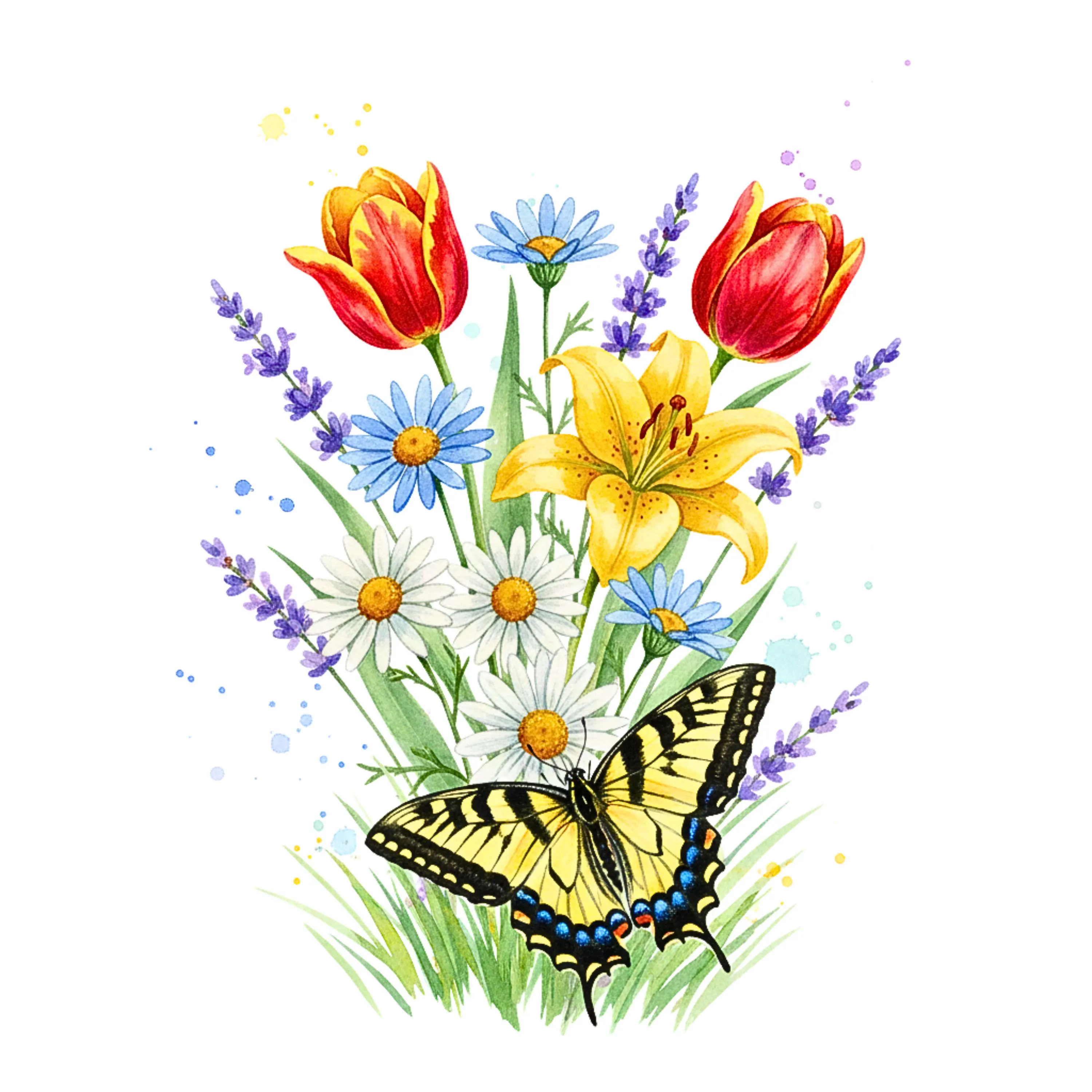 Watercolor Spring Field Flower Clipart, Wildflower PNG, Meadow Floral Clipart, Seasonal Clipart, Scrapbook, Junk Journal, Digital Download - image 3