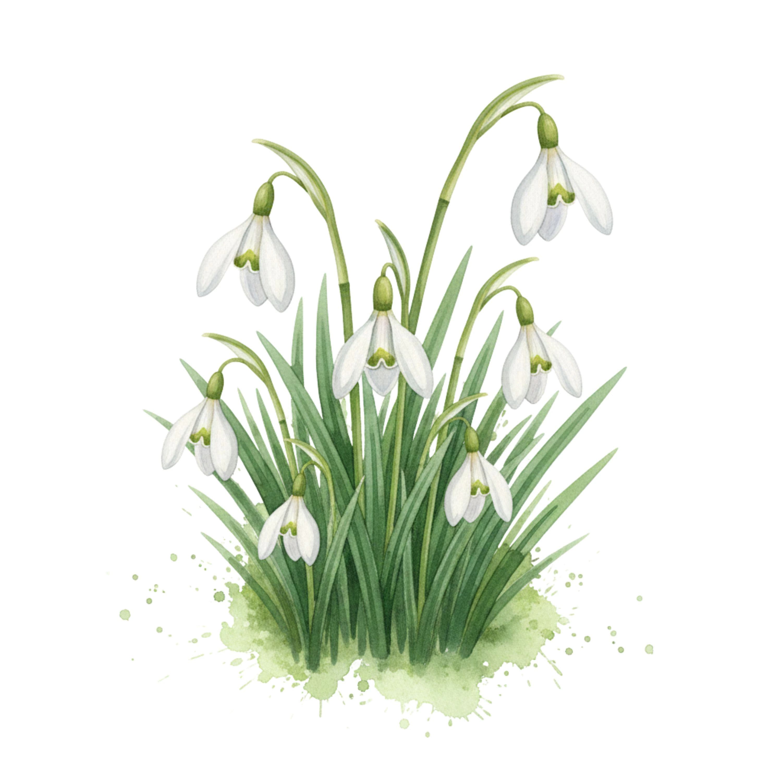 13 Watercolor Snowdrop Clipart, Spring Flower PNG, Early Bloom Floral Clipart, Seasonal Clipart, Scrapbook, Junk Journal, Digital Download - image 4