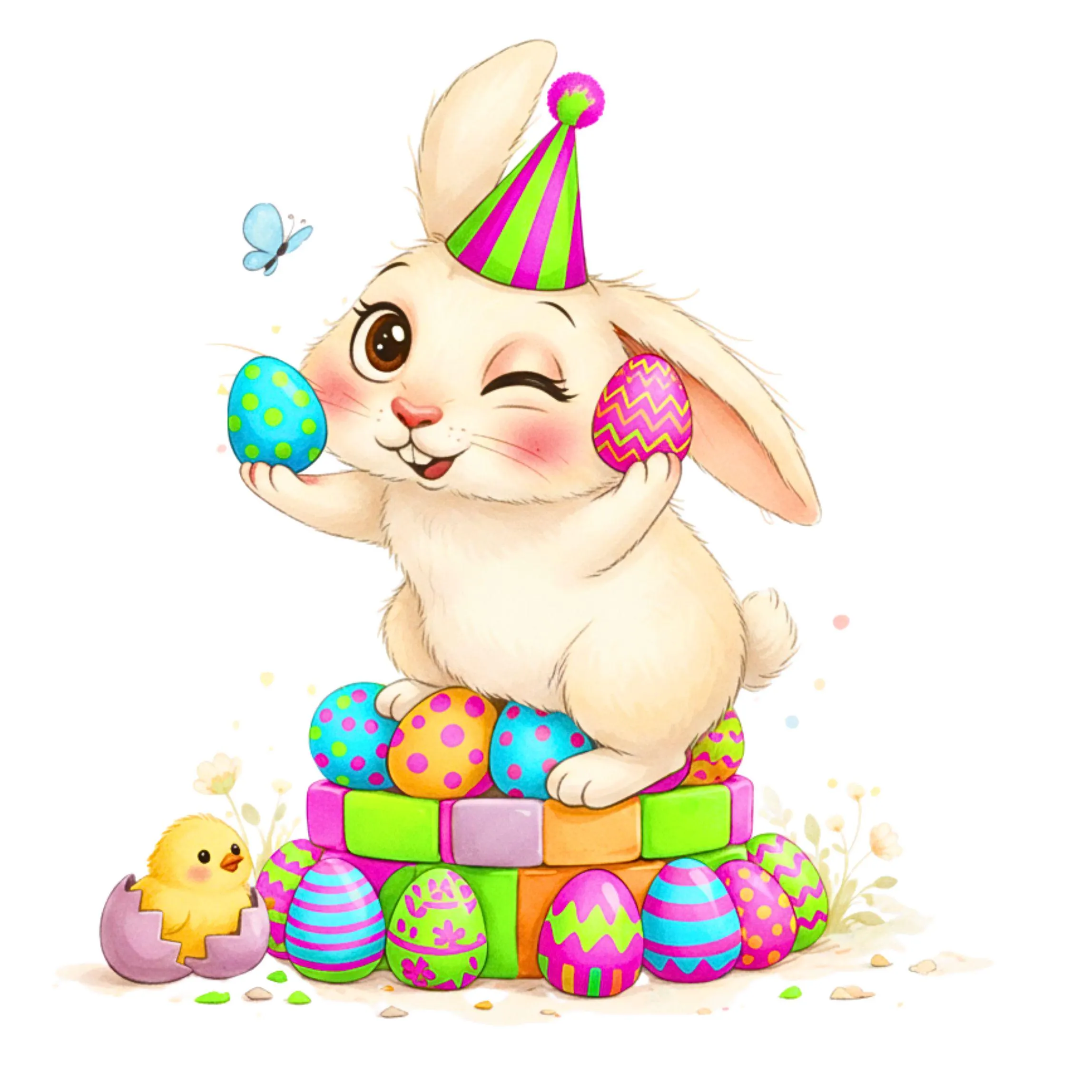 18 Watercolor Quirky Easter Clipart, Cute Easter PNG, Fun Spring Clipart, Seasonal Clipart, Scrapbook, Junk Journal, Digital Download - image 3