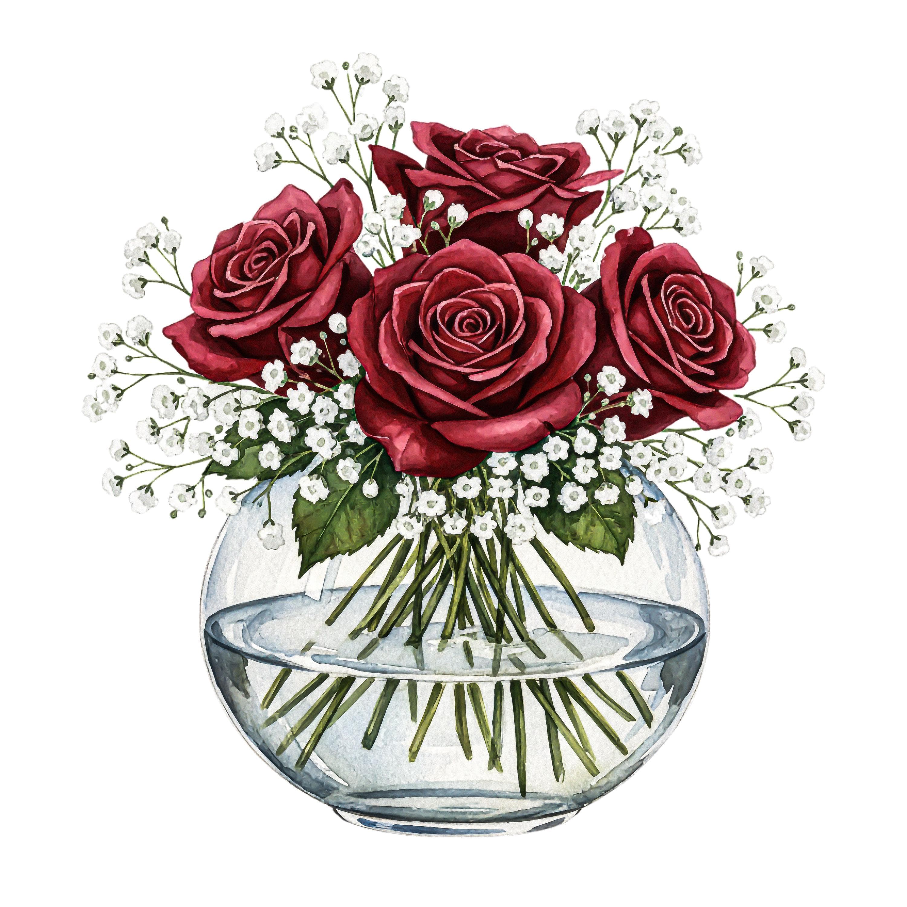 21 Roses in Glass Jar Watercolor Clipart, Spring Floral Roses PNG, Blush Pink Flowers, Digital Download - image 3