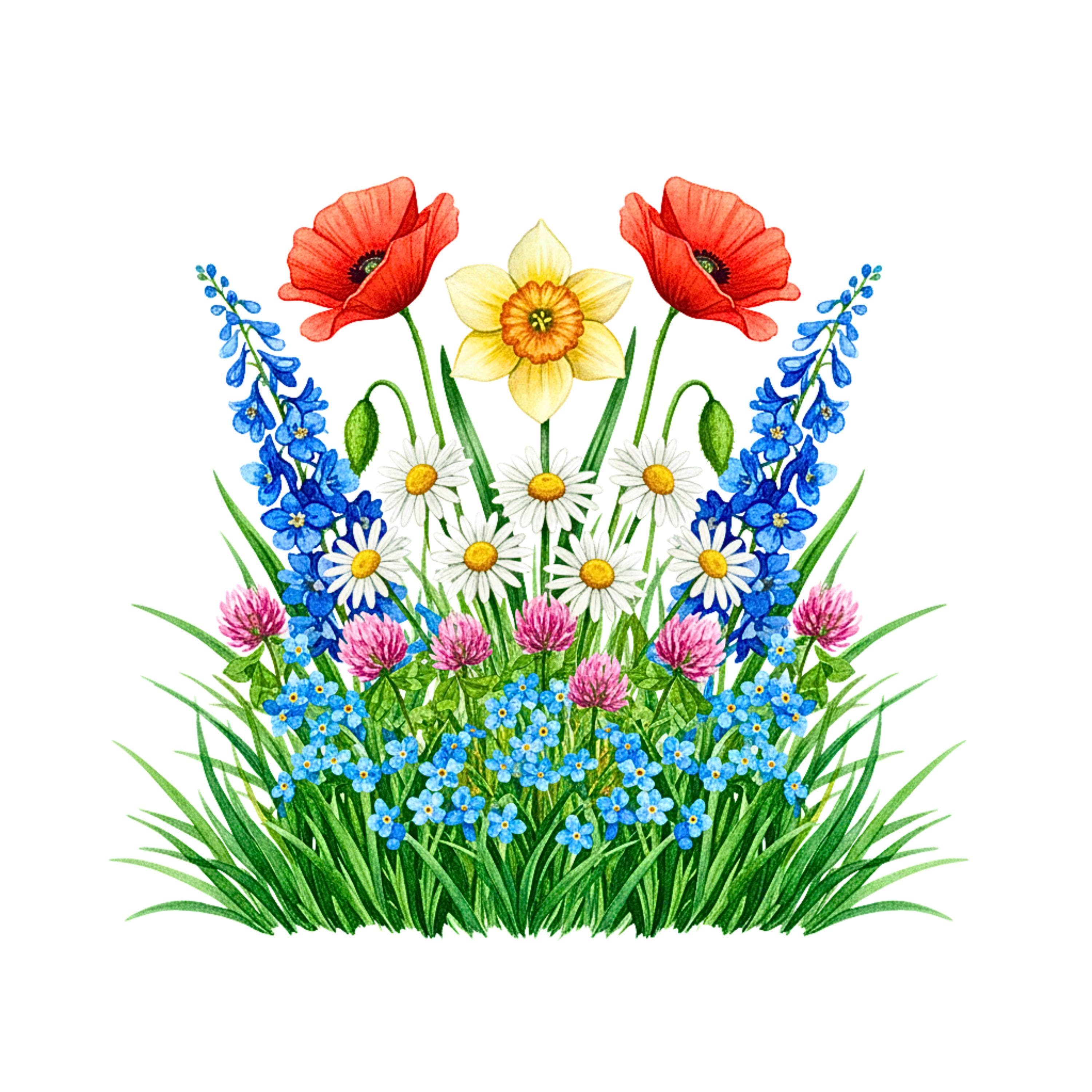 Watercolor Spring Field Flower Clipart, Wildflower PNG, Meadow Floral Clipart, Seasonal Clipart, Scrapbook, Junk Journal, Digital Download - image 5