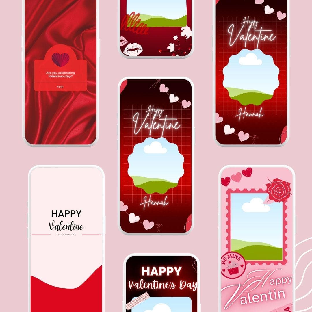 Valentine's Day Instagram Story Templates: Dark Red Canva Bundle (Digital Download) - image 3