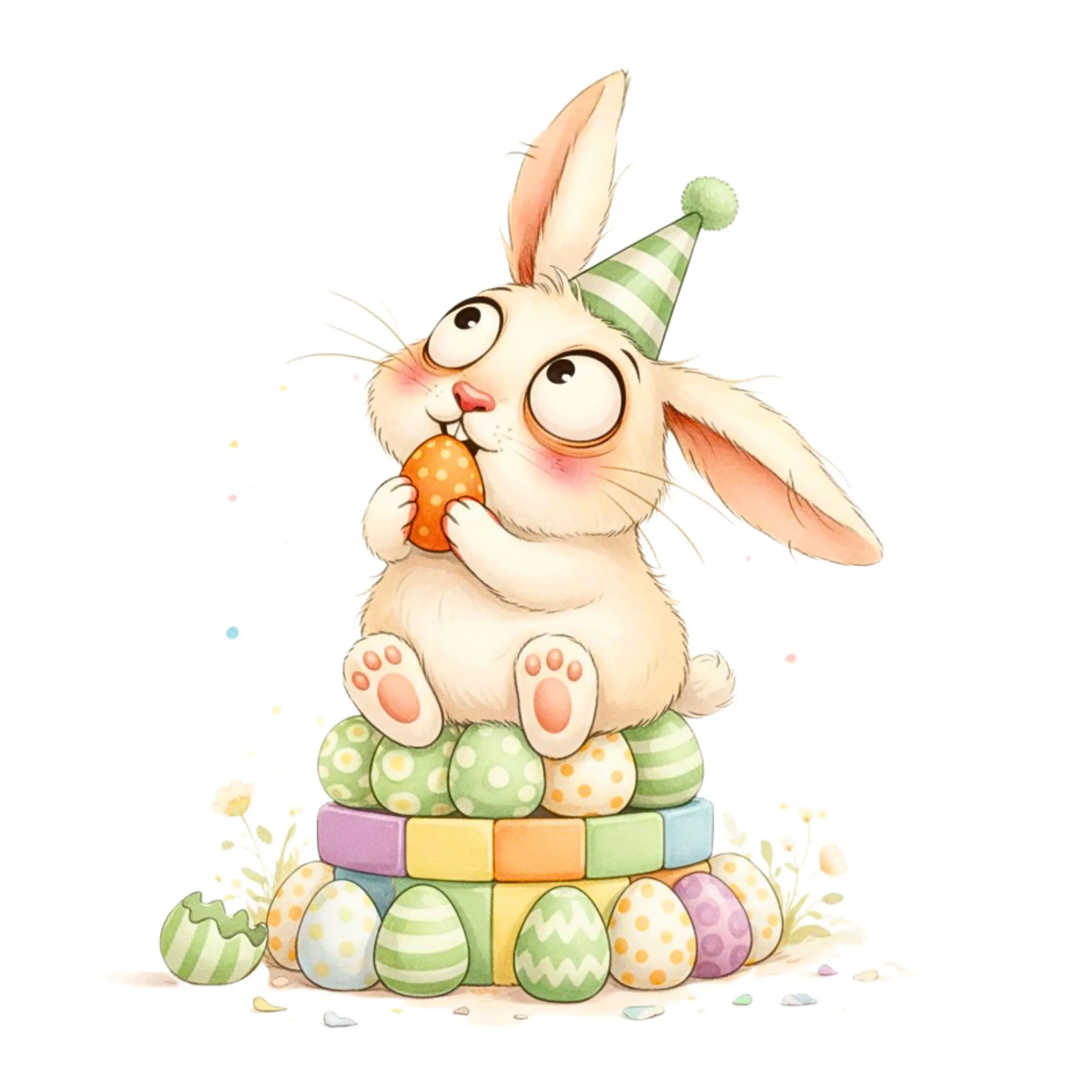 18 Watercolor Quirky Easter Clipart, Cute Easter PNG, Fun Spring Clipart, Seasonal Clipart, Scrapbook, Junk Journal, Digital Download