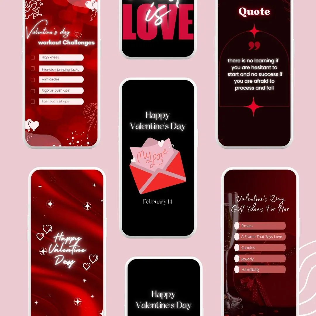 Valentine's Day Instagram Story Templates: Dark Red Canva Bundle (Digital Download) - image 2