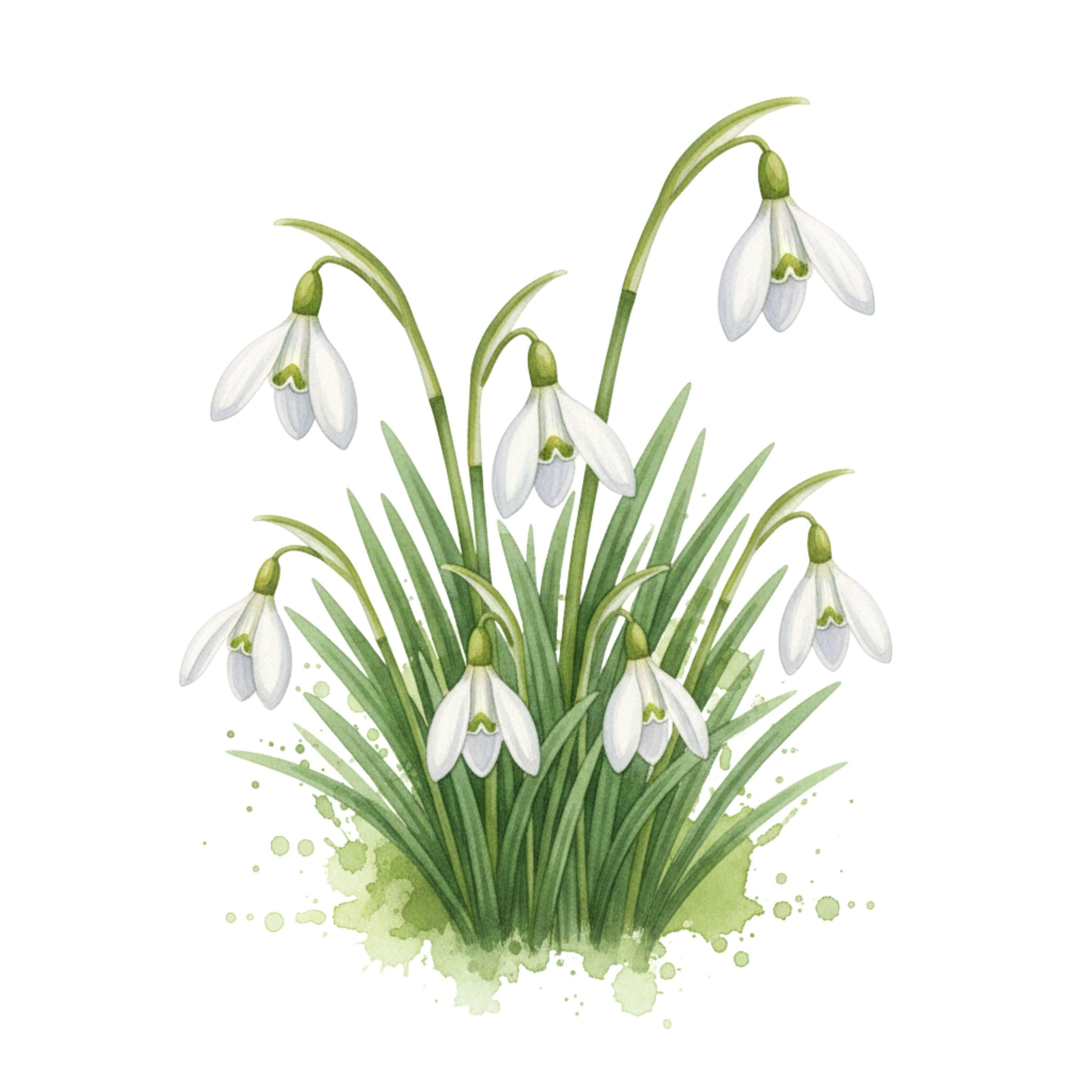 13 Watercolor Snowdrop Clipart, Spring Flower PNG, Early Bloom Floral Clipart, Seasonal Clipart, Scrapbook, Junk Journal, Digital Download - image 3
