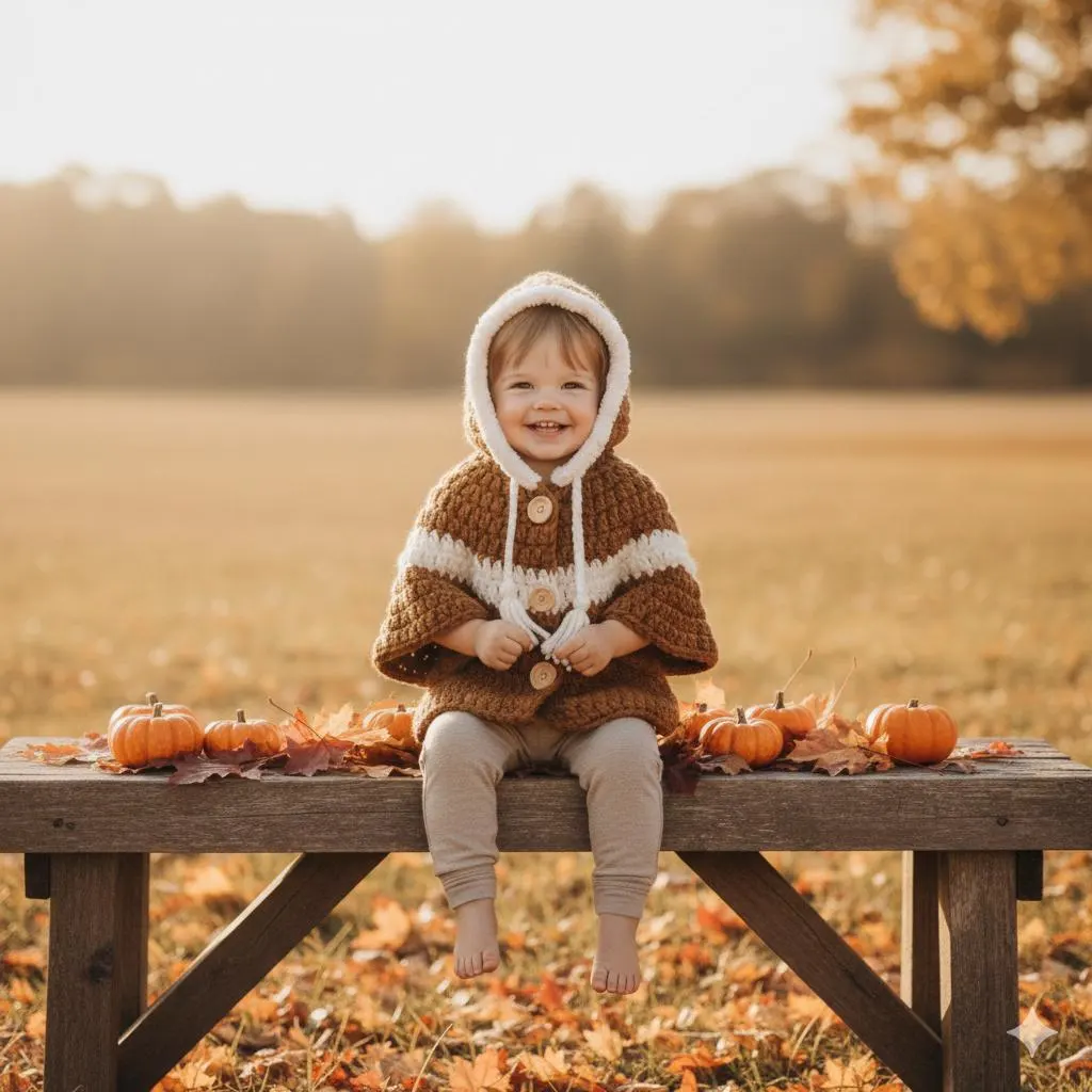 Woodland Snuggle Hooded Baby Poncho Crochet Pattern (PDF), Toddler Cape 12-18 Months - image 5