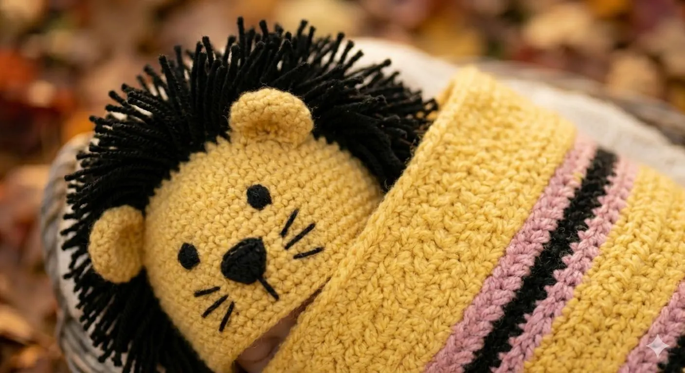 Crochet Lion Cocoon and Hat Pattern – Newborn Photography Prop (PDF Download) - image 4