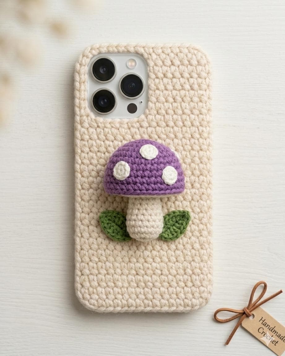 Crochet Phone Case Pattern Collection, Teddy Bear, Cat, Mushroom, Rose, Sunflower (PDF Download) - image 4