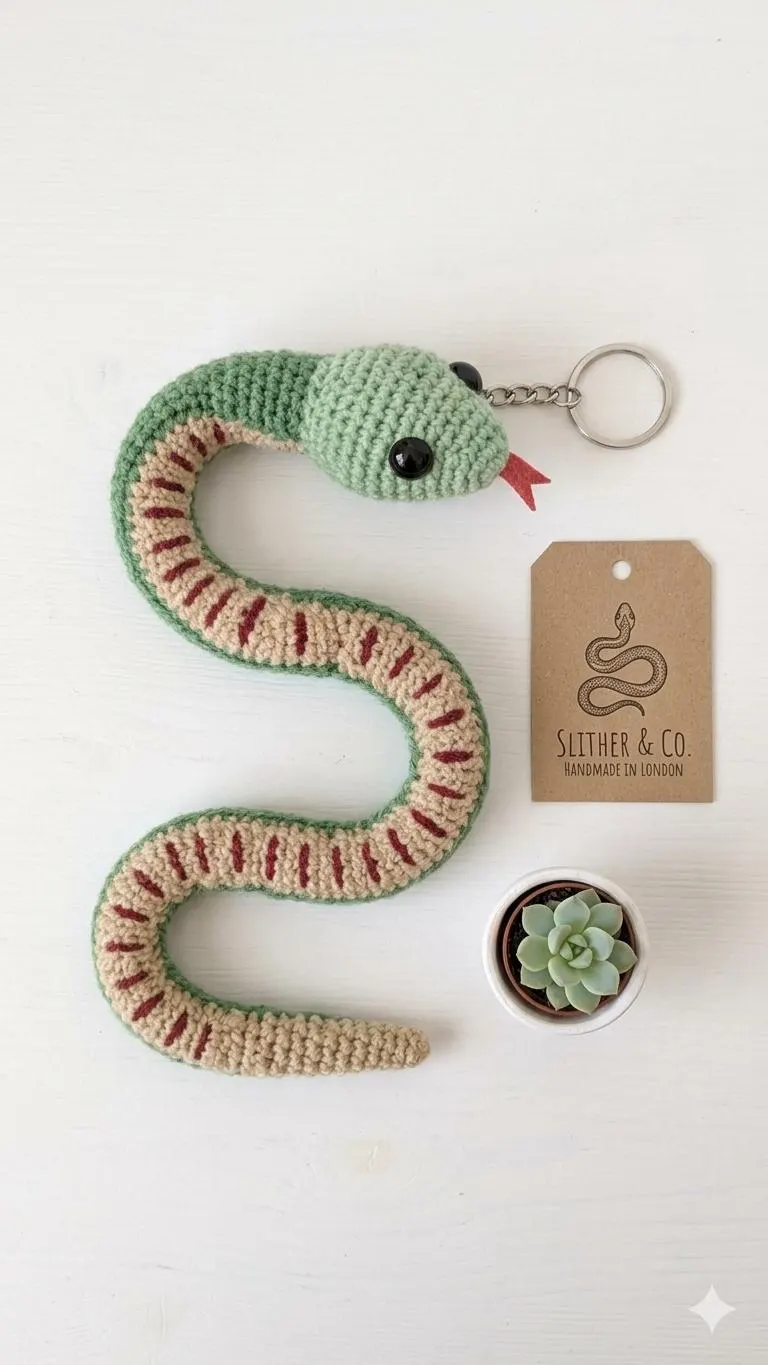 Amigurumi Snake Keychain Crochet Pattern, Beginner Friendly Serpent Toy (PDF) - image 4