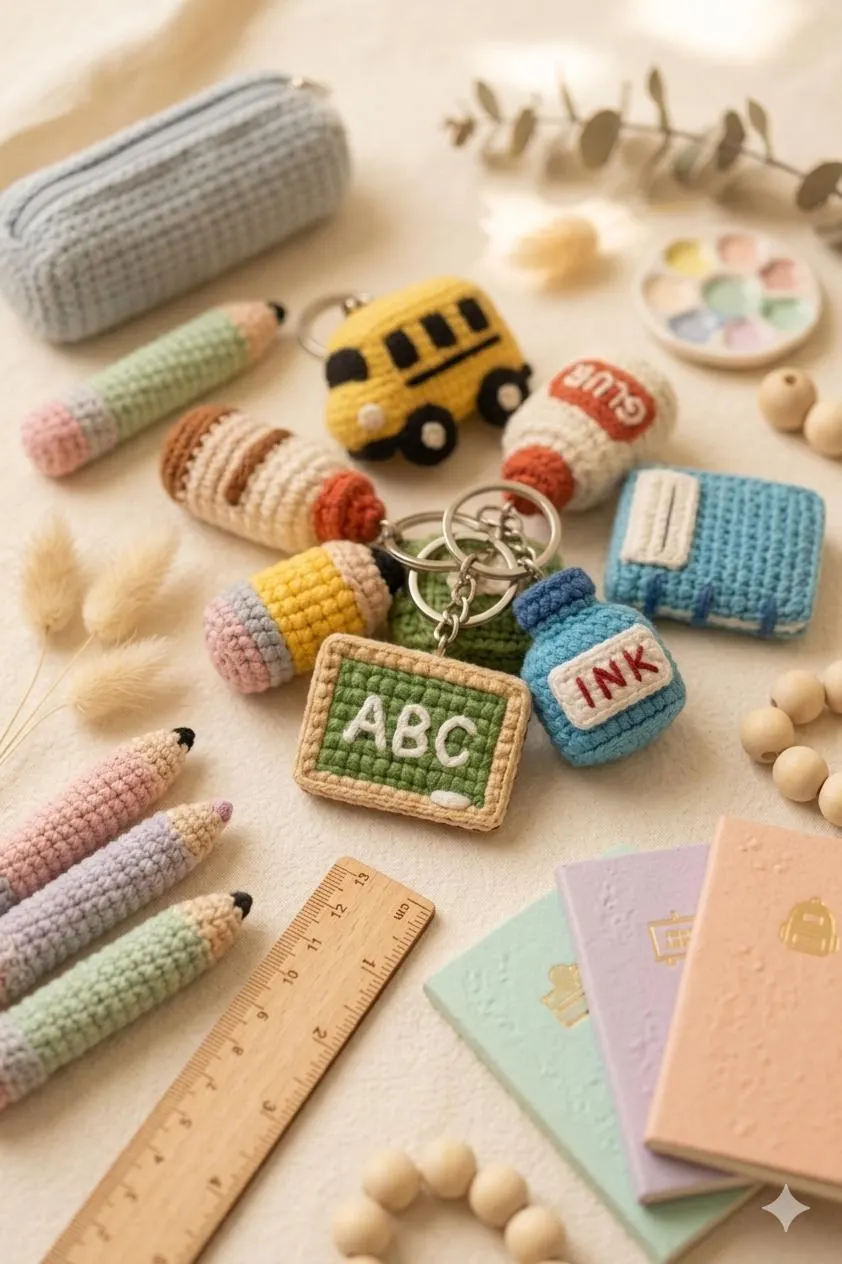 Back to School Crochet Keychain Patterns Bundle (PDF Download) - image 4