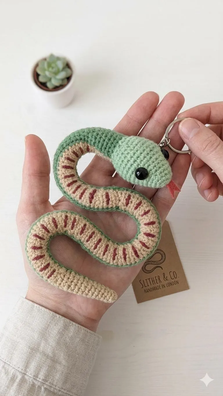 Amigurumi Snake Keychain Crochet Pattern, Beginner Friendly Serpent Toy (PDF) - image 3