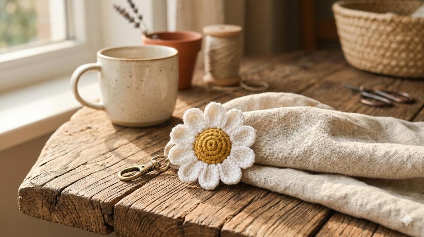 Golden Meadow Daisy Crochet Pattern – Amigurumi Flower Keychain PDF (Digital Download) - image 4