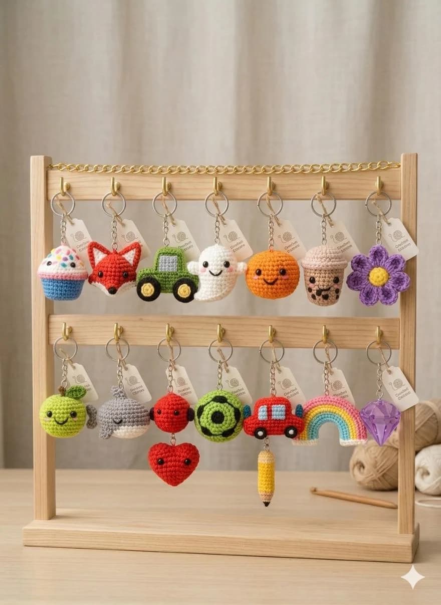 16 Crochet Keychain Patterns Bundle | Amigurumi Mini Charms PDF (Digital Download)