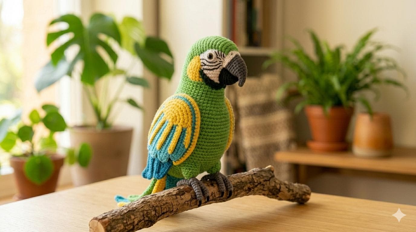 Realistic Macaw Parrot Crochet Pattern PDF, Amigurumi Bird Tutorial (Digital Download)